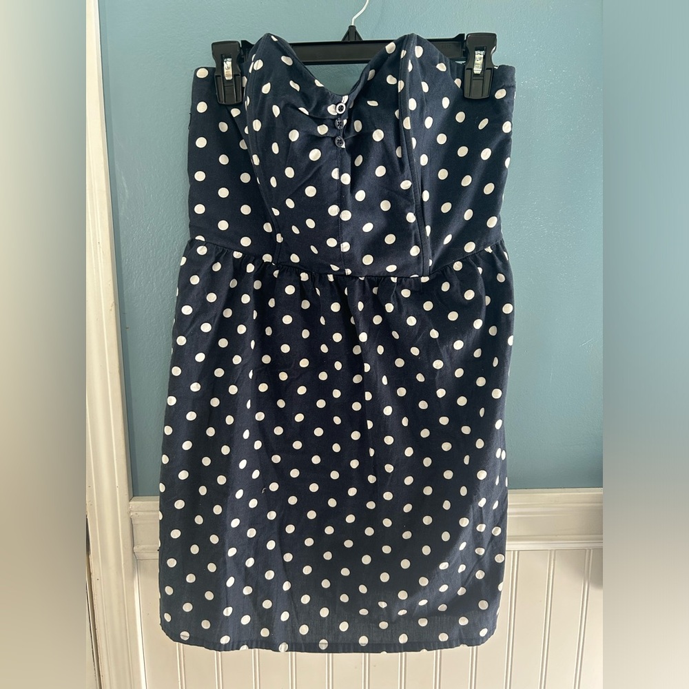Navy blue and white polka dot dress woman’s size large